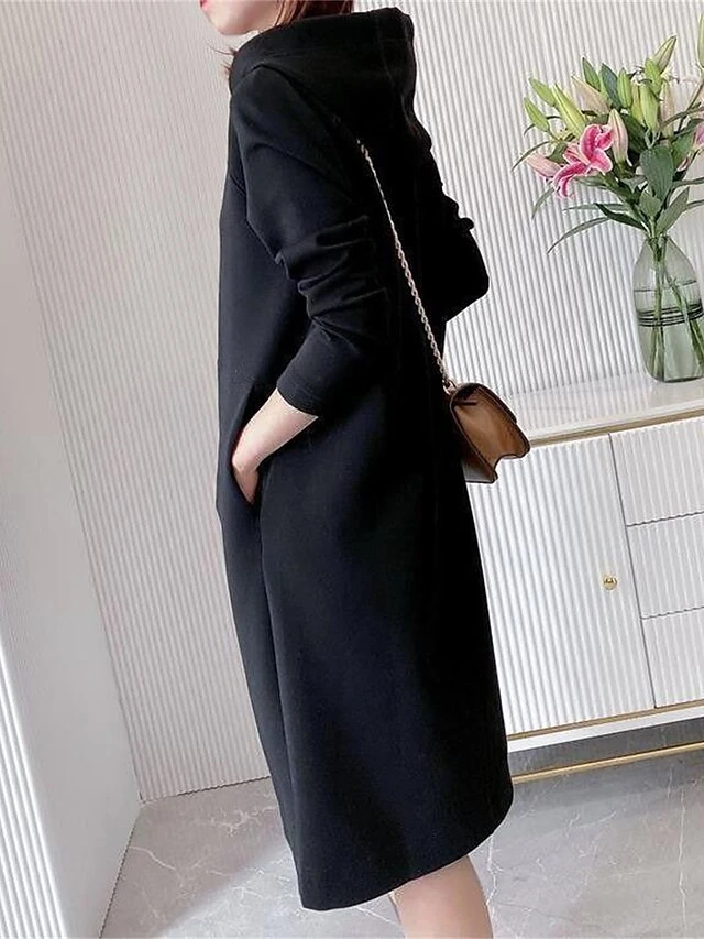 Women's Casual Dress Hoodie Dress Midi Dress Active Daily Outdoor Going Out Weekend Hoodie Pocket Solid Color Loose Fit Black Pink Green M L XL XXL 3XL 6 Women's Casual Dress Hoodie Dress Midi Dress Active Daily Outdoor Going Out Weekend Hoodie Pocket Solid Color Loose Fit Black Pink Green M L XL XXL 3XL - Image 6