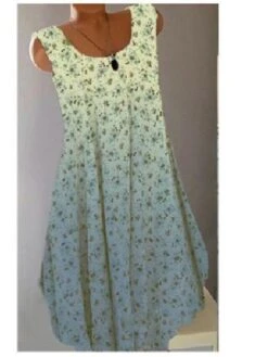 Women‘s T Shirt Dress Tee Dress Sports Dress Midi Dress Silver Light Blue Navy Blue Sleeveless Floral Print Spring Summer Crew Neck Boho Sporty Look S M L XL XXL 3XL 4XL 5XL -Casual Print Dress Sales hhgpsx1620186904692