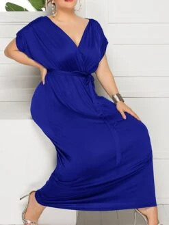 Women's Plus Size Curve Party Dress Sheath Dress Formal Dress Maxi Dress White Wine Royal Blue Short Sleeve Pure Color Lace Up Spring Fall Autumn V Neck Fashion Birthday Wedding Guest Vacation 35 Women's Plus Size Curve Party Dress Sheath Dress Formal Dress Maxi Dress White Wine Royal Blue Short Sleeve Pure Color Lace Up Spring Fall Autumn V Neck Fashion Birthday Wedding Guest Vacation -Casual Print Dress Sales hhnjwt1692178811805