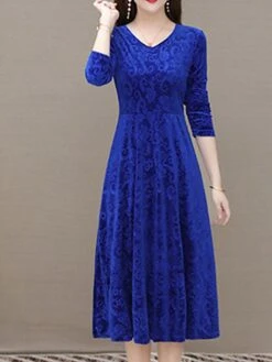 Women's Party Dress Velvet Dress Sheath Dress Knee Length Dress Black Wine Blue Long Sleeve Pure Color Velvet Fall Winter Autumn V Neck Stylish Winter Dress Vacation Fall Dress Slim 2023 M L XL XXL -Casual Print Dress Sales hjhich1643182762985