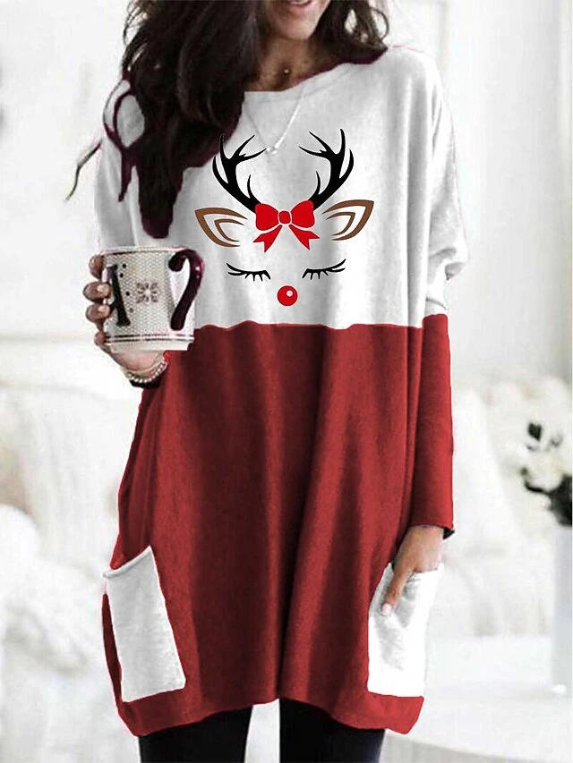 Women's Christmas Casual Dress T Shirt Dress Tee Dress Shift Dress Mini Dress Red 10 Red 13 Red 14 Long Sleeve Santa Claus Pocket Winter Fall Autumn Crew Neck Stylish 2022 S M L XL 2XL 3XL 4XL 5XL 8 Women's Christmas Casual Dress T Shirt Dress Tee Dress Shift Dress Mini Dress Red 10 Red 13 Red 14 Long Sleeve Santa Claus Pocket Winter Fall Autumn Crew Neck Stylish 2022 S M L XL 2XL 3XL 4XL 5XL - Image 8