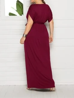 Women's Plus Size Curve Party Dress Sheath Dress Formal Dress Maxi Dress White Wine Royal Blue Short Sleeve Pure Color Lace Up Spring Fall Autumn V Neck Fashion Birthday Wedding Guest Vacation 30 Women's Plus Size Curve Party Dress Sheath Dress Formal Dress Maxi Dress White Wine Royal Blue Short Sleeve Pure Color Lace Up Spring Fall Autumn V Neck Fashion Birthday Wedding Guest Vacation -Casual Print Dress Sales hjrgot1692178807561