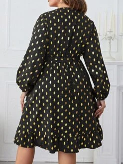 Women's Plus Size Party Dress Wedding Guest Dress Black Dress Midi Dress Black Long Sleeve Dot With Belt Spring Fall Winter V Neck Fashion Winter Dress Evening Party Wedding Guest 2023 XL XXL 3XL 4XL 5 Women's Plus Size Party Dress Wedding Guest Dress Black Dress Midi Dress Black Long Sleeve Dot With Belt Spring Fall Winter V Neck Fashion Winter Dress Evening Party Wedding Guest 2023 XL XXL 3XL 4XL -Casual Print Dress Sales hjrlgb1693535300734