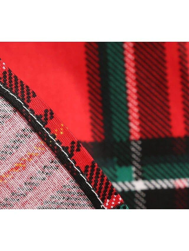 Women's Christmas Swing Dress Midi Dress Black Blue Red Short Sleeve Plaid Print Winter Fall Autumn V Neck 2022 S M L XL 2XL 10 Women's Christmas Swing Dress Midi Dress Black Blue Red Short Sleeve Plaid Print Winter Fall Autumn V Neck 2022 S M L XL 2XL - Image 10