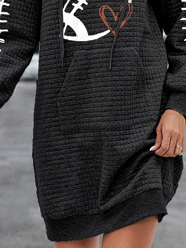 Women's Casual Dress Hoodie Dress Winter Dress Geometric Football Button Pocket Hooded Mini Dress Fashion Streetwear Outdoor Daily Long Sleeve Loose Fit Black Pink Red Fall Winter S M L XL XXL 2 Women's Casual Dress Hoodie Dress Winter Dress Geometric Football Button Pocket Hooded Mini Dress Fashion Streetwear Outdoor Daily Long Sleeve Loose Fit Black Pink Red Fall Winter S M L XL XXL - Image 2