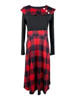 Women‘s Christmas Retro Elegant Vintage Dress Midi Dress Party Ruffle Patchwork Plaid Crew Neck Long Sleeve Regular Fit Fall Winter 2023 Red S M L XL 6 Women‘s Christmas Retro Elegant Vintage Dress Midi Dress Party Ruffle Patchwork Plaid Crew Neck Long Sleeve Regular Fit Fall Winter 2023 Red S M L XL -Casual Print Dress Sales hkosyh1695030845974