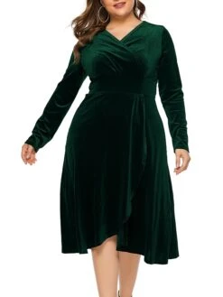 Women's Plus Size Curve Party Dress Velvet Dress Sheath Dress Solid Color Midi Dress Long Sleeve Ruched Patchwork V Neck Fashion Wedding Deep Green Black Spring Fall XL XXL 3XL 4XL 5XL 6 Women's Plus Size Curve Party Dress Velvet Dress Sheath Dress Solid Color Midi Dress Long Sleeve Ruched Patchwork V Neck Fashion Wedding Deep Green Black Spring Fall XL XXL 3XL 4XL 5XL -Casual Print Dress Sales hlkfok1693533329264