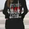 Women's Christmas Hoodie Dress Winter Dress Mini Dress Black Long Sleeve Letter Santa Claus Pocket Print Winter Fall Hooded Vacation Casual 2022 S M L XL XXL 3XL