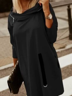 Women‘s Hoodie Dress Winter Dress Black Army Green Red Long Sleeve Pure Color Zipper Pocket Winter Fall Hooded Stylish Modern Mature Fall Dress 2022 S M L XL XXL 3XL 4XL 5XL -Casual Print Dress Sales hmnfia1664423546702