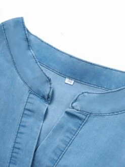 Women's Denim Dress Casual Dress Denim Shirt Dress Midi Dress Denim Casual Outdoor Daily Vacation V Neck Button Half Sleeve Summer Spring Fall 2023 Loose Fit Light Blue Pure Color S M L XL XXL -Casual Print Dress Sales hqpmee1683611680758