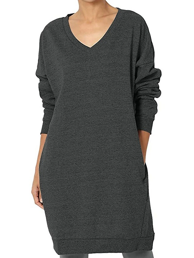 Women's Casual Dress Sweatshirt Dress Shift Dress Mini Dress Pocket Outdoor Street Daily Active Fashion V Neck Long Sleeve 2023 Loose Fit Black Wine Dark Grey Color S M L XL XXL Size 13 Women's Casual Dress Sweatshirt Dress Shift Dress Mini Dress Pocket Outdoor Street Daily Active Fashion V Neck Long Sleeve 2023 Loose Fit Black Wine Dark Grey Color S M L XL XXL Size - Image 13