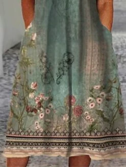 Women‘s Plus Size Curve Casual Dress A Line Dress Floral Midi Dress Short Sleeve Ruched Pocket Crew Neck Fashion Daily White Green Summer Spring L XL XXL 3XL -Casual Print Dress Sales htvadc1681379118093