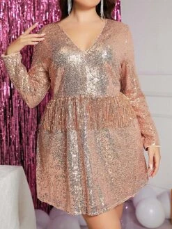 Women's Plus Size Curve Party Dress Sequin Dress Cocktail Dress Solid Color Mini Dress Long Sleeve Ruched Spaghetti Strap Fashion Party Champagne Green Fall Winter XL XXL 3XL 4XL 10 Women's Plus Size Curve Party Dress Sequin Dress Cocktail Dress Solid Color Mini Dress Long Sleeve Ruched Spaghetti Strap Fashion Party Champagne Green Fall Winter XL XXL 3XL 4XL -Casual Print Dress Sales htwnev1694489896804