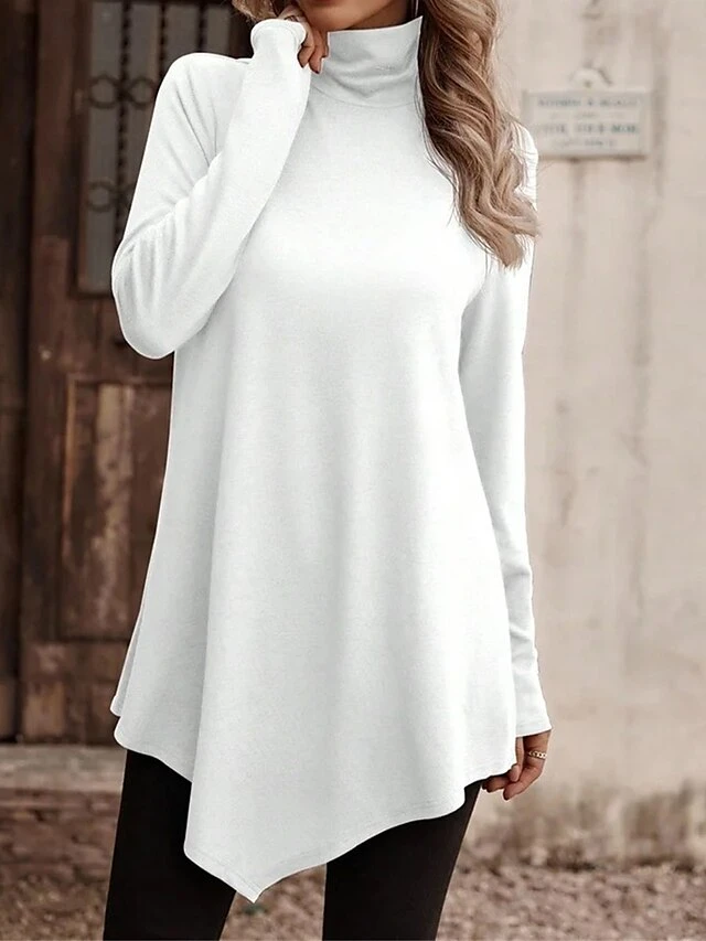 Women's Casual Dress Sweatshirt Dress Plain Dress Mini Dress Patchwork Daily Vacation Going Out Active Fashion Turtleneck Long Sleeve 2023 Loose Fit Black White Pink Color S M L XL XXL Size 4 Women's Casual Dress Sweatshirt Dress Plain Dress Mini Dress Patchwork Daily Vacation Going Out Active Fashion Turtleneck Long Sleeve 2023 Loose Fit Black White Pink Color S M L XL XXL Size - Image 4