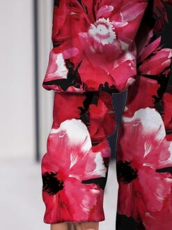 Women's Sweatshirt Dress Casual Dress Mini Dress Warm Fashion Outdoor Holiday Vacation Crew Neck Pocket Print Floral Loose Fit Red S M L XL XXL -Casual Print Dress Sales htzvfv1697543091664