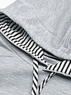 Women's Casual Dress Hoodie Dress Mini Dress Fashion Daily Outdoor Vacation Going Out V Neck Pocket Solid Color Striped Loose Fit Gray S M L XL -Casual Print Dress Sales hvcscz1692165838867