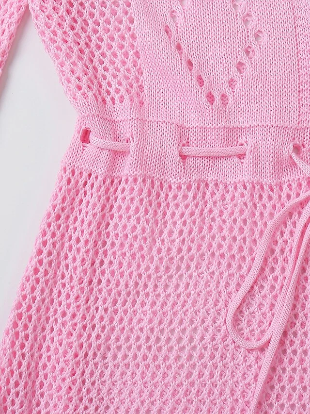 Women's Swimwear Cover Up Beach Dress Normal Swimsuit Oversized Crochet Hole Solid Color Wine Red Lake Green Black White Light Pink Bathing Suits Sports Vacation Sports 13 Women's Swimwear Cover Up Beach Dress Normal Swimsuit Oversized Crochet Hole Solid Color Wine Red Lake Green Black White Light Pink Bathing Suits Sports Vacation Sports - Image 13