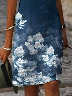 Women‘s A Line Dress Knee Length Dress Green Blue Short Sleeve Floral Print Spring Summer V Neck Basic Casual Loose 2023 S M L XL XXL 3XL / 3D Print -Casual Print Dress Sales hxhpeo1639983215880