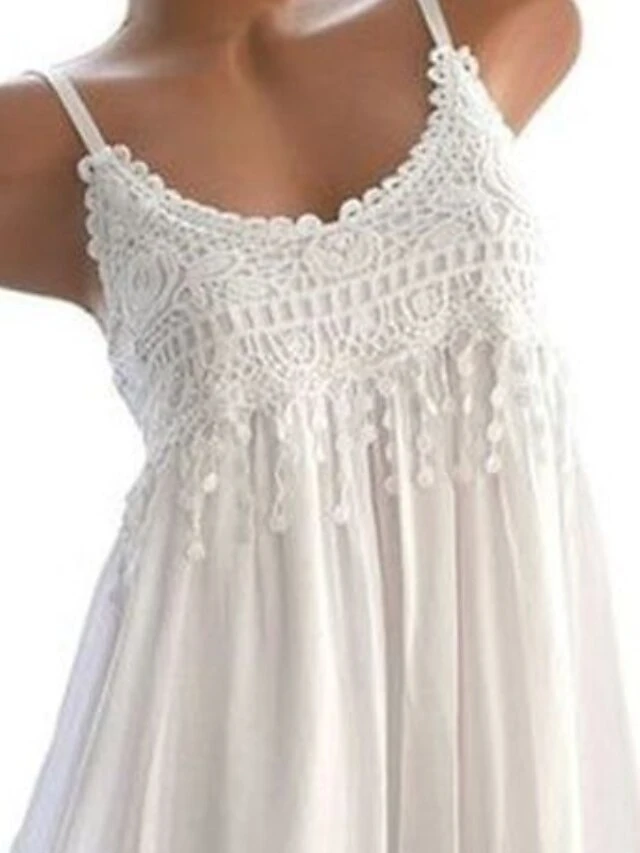 Women's Casual Dress Linen Dress Slip Dress Midi Dress White Sleeveless Pure Color Ruched Spring Summer U Neck Elegant Weekend 2023 S M L XL XXL 3XL 2 Women's Casual Dress Linen Dress Slip Dress Midi Dress White Sleeveless Pure Color Ruched Spring Summer U Neck Elegant Weekend 2023 S M L XL XXL 3XL - Image 2