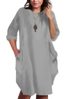 Women‘s Plus Size Curve T Shirt Dress Tee Dress Plain Crew Neck Long Sleeve Fall Winter Hot Knee Length Dress Casual Daily Dress -Casual Print Dress Sales hzcixr1622097116993