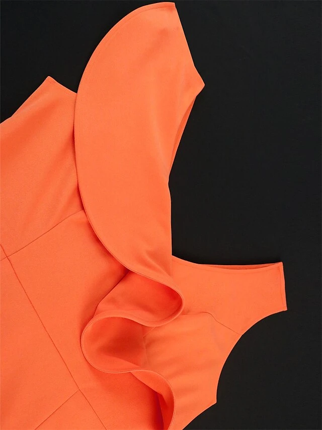 Women's Plus Size Curve Party Dress Bodycon Sheath Dress Plain Midi Dress Sleeveless Ruffle V Neck Fashion Party Orange Spring Fall XL XXL 3XL 4XL 12 Women's Plus Size Curve Party Dress Bodycon Sheath Dress Plain Midi Dress Sleeveless Ruffle V Neck Fashion Party Orange Spring Fall XL XXL 3XL 4XL - Image 12