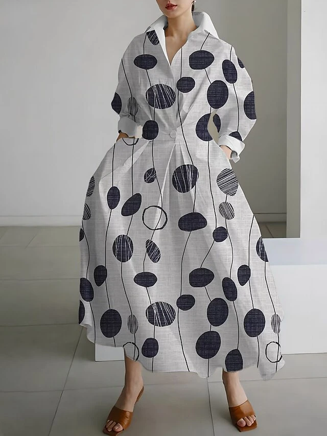 Women's Shirt Dress Casual Dress Swing Dress Maxi Long Dress Outdoor Office Daily Polyester Fashion Modern Shirt Collar Button Pocket Long Sleeve Fall Winter 2023 Loose Fit Silver Black Royal Blue 2 Women's Shirt Dress Casual Dress Swing Dress Maxi Long Dress Outdoor Office Daily Polyester Fashion Modern Shirt Collar Button Pocket Long Sleeve Fall Winter 2023 Loose Fit Silver Black Royal Blue - Image 2