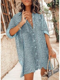 Women's Shirt Dress Short Mini Dress Light Blue Long Sleeve Leopard Button Spring Summer Shirt Collar Stylish Casual Sexy Lantern Sleeve Boom Sale Dress XXL 16 Women's Shirt Dress Short Mini Dress Light Blue Long Sleeve Leopard Button Spring Summer Shirt Collar Stylish Casual Sexy Lantern Sleeve Boom Sale Dress XXL -Casual Print Dress Sales hzodmz1616406152284