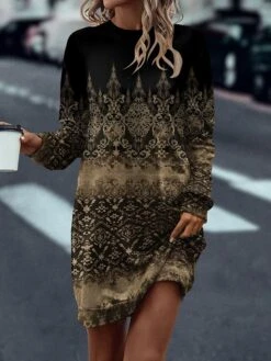 Women's Casual Dress Sweatshirt Dress Mini Dress Warm Daily Outdoor Holiday Weekend Crew Neck Print Print Loose Fit Yellow Pink Green S M L XL XXL 5 Women's Casual Dress Sweatshirt Dress Mini Dress Warm Daily Outdoor Holiday Weekend Crew Neck Print Print Loose Fit Yellow Pink Green S M L XL XXL -Casual Print Dress Sales hzvqyo1695027781607