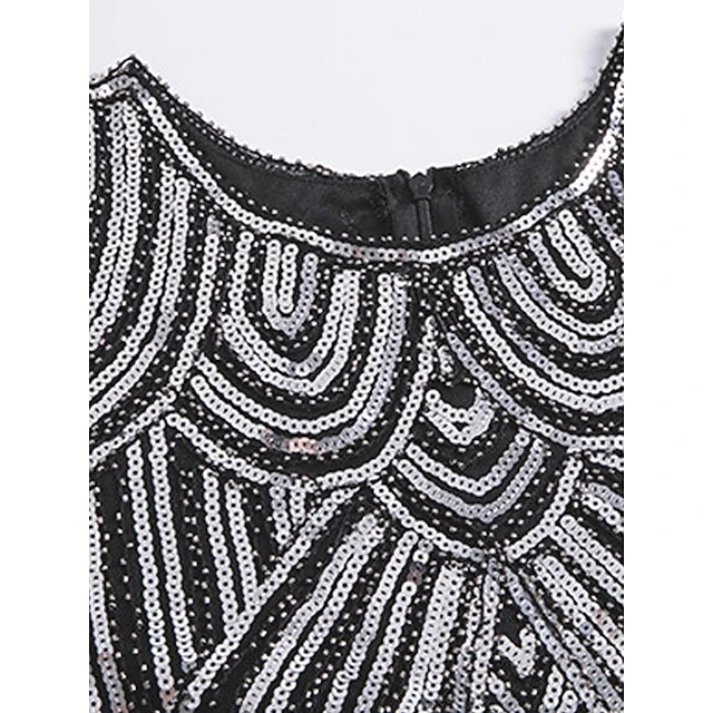 Women's Retro 1920s Fringe Dress Midi Dress Party Holiday Sequins Tassel Fringe Geometric Crewneck Short Sleeve Regular Fit Spring Fall 2023 Silver Black XS S M L 13 Women's Retro 1920s Fringe Dress Midi Dress Party Holiday Sequins Tassel Fringe Geometric Crewneck Short Sleeve Regular Fit Spring Fall 2023 Silver Black XS S M L - Image 13