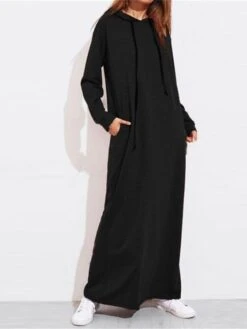 Women‘s Pajamas Winter Nightgown Dress Nighty Pure Color Comfort Home Daily Cotton Hoodie Long Sleeve Pocket Hoodie Winter Fall Red Gray / Pjs -Casual Print Dress Sales iaxuam1658904752598