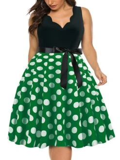 Women's Plus Size Curve Party Dress Polka Dot V Neck Bow Sleeveless Fall Spring Vintage 1950s Elegant Knee Length Dress Formal Party Dress 17 Women's Plus Size Curve Party Dress Polka Dot V Neck Bow Sleeveless Fall Spring Vintage 1950s Elegant Knee Length Dress Formal Party Dress -Casual Print Dress Sales ibjngs1637034060117