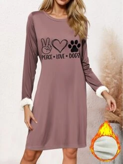 Women's Sweatshirt Dress Casual Dress Mini Dress Warm Fashion Outdoor Vacation Going Out Crew Neck Print Letter Loose Fit Purple S M L XL XXL