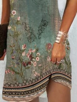 Women's Casual Dress Ethnic Dress Summer Dress Floral Tribal Cut Out Print V Neck Mini Dress Active Fashion Outdoor Daily Short Sleeve Regular Fit Red Blue Green Summer Spring S M L XL XXL -Casual Print Dress Sales iecbeq1677820965492