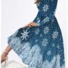 Women's Casual Dress Swing Dress Midi Dress Blue Long Sleeve Snowflake Pocket Winter Fall Autumn Round Neck Fashion Christmas Daily Weekend 2022 S M L XL XXL 3XL