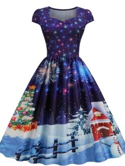 Women's Christmas Swing Dress Vintage DressKnee Length Dress Blue Wine Red Light BlueShort Sleeve Santa Claus Snowman Tree Print Fall Winter Square Neck Vintage Elegant Slim 2022 S M L XL 35 Women's Christmas Swing Dress Vintage DressKnee Length Dress Blue Wine Red Light BlueShort Sleeve Santa Claus Snowman Tree Print Fall Winter Square Neck Vintage Elegant Slim 2022 S M L XL -Casual Print Dress Sales ieqqyv1667889861913