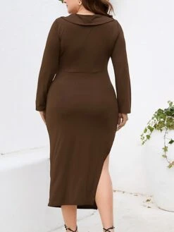 Women‘s Plus Size Curve Party Dress Cocktail Dress Bodycon Midi Dress Black Wine Purple Long Sleeve Pure Color Ruched Spring Fall Winter V Neck Fashion Winter Dress Birthday Wedding Guest 2023 -Casual Print Dress Sales ierphl1691464083034