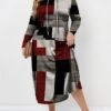 Women's Plus Size Curve Hoodie Dress Casual Dress Winter Dress Plaid Long Dress Maxi Dress Long Sleeve Pocket Print Hooded Fashion Outdoor Gray Fall Winter L XL XXL 3XL 4XL