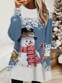 Women‘s Christmas Sweatshirt Dress Shift Dress Mini Dress Black Blue Navy Blue Long Sleeve Elk Pocket Winter Fall Autumn Crew Neck Daily Loose Fit 2022 S M L XL XXL 3XL -Casual Print Dress Sales ihifjc1667562012392