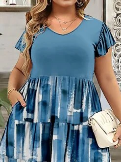 Women‘s Plus Size Curve Casual Dress A Line Dress Geometric Color Block Midi Dress Short Sleeve Print Crew Neck Romantic Daily Blue Dark Blue Summer Spring L XL XXL 3XL 4XL 10 Women‘s Plus Size Curve Casual Dress A Line Dress Geometric Color Block Midi Dress Short Sleeve Print Crew Neck Romantic Daily Blue Dark Blue Summer Spring L XL XXL 3XL 4XL -Casual Print Dress Sales iilsis1677490361780