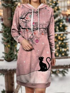 Women's Christmas Dress Hoodie Dress Mini Dress Warm Fashion Outdoor Christmas Holiday Hoodie Print Cat Loose Fit Pink Purple Khaki S M L XL XXL 5 Women's Christmas Dress Hoodie Dress Mini Dress Warm Fashion Outdoor Christmas Holiday Hoodie Print Cat Loose Fit Pink Purple Khaki S M L XL XXL -Casual Print Dress Sales ikqclb1697633936027