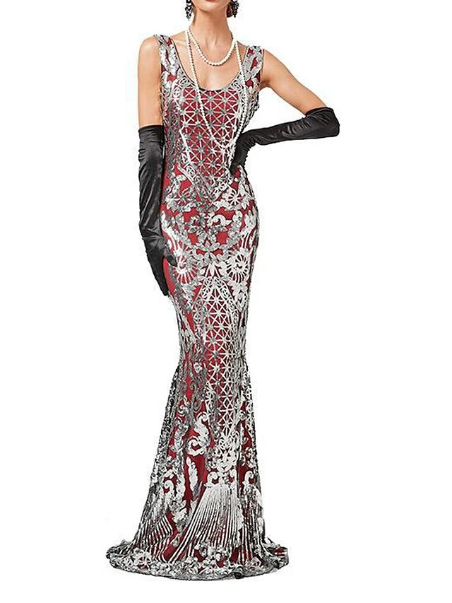 Women's Retro 1920s Sequin Dress Long Dress Maxi Dress Party Halloween Sequins Patchwork Floral Deep U Sleeveless Regular Fit Spring Fall 2023 Red Gold XS S M L 1 Women's Retro 1920s Sequin Dress Long Dress Maxi Dress Party Halloween Sequins Patchwork Floral Deep U Sleeveless Regular Fit Spring Fall 2023 Red Gold XS S M L