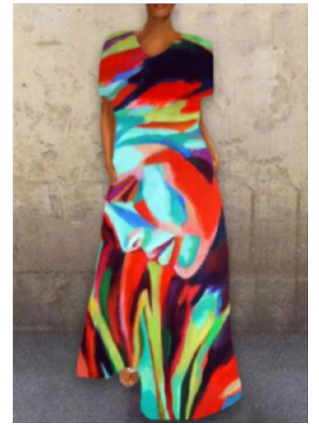 Women's Shift Dress Long Dress Maxi Dress Abstract Human Face (color) Abstract Human Face (orange) Abstract Human Face (pink) Short Sleeve Fall Spring Summer S M L XL XXL XXXL 4XL 2 Women's Shift Dress Long Dress Maxi Dress Abstract Human Face (color) Abstract Human Face (orange) Abstract Human Face (pink) Short Sleeve Fall Spring Summer S M L XL XXL XXXL 4XL - Image 2