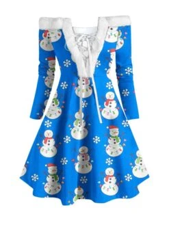 Women's Christmas Swing Dress Vintage Dress Mini Dress Green Blue Royal Blue Red White Black Long Sleeve Santa Claus Snowman Snowflake Feather Print Winter Fall Off Shoulder Stylish Elegant 17 Women's Christmas Swing Dress Vintage Dress Mini Dress Green Blue Royal Blue Red White Black Long Sleeve Santa Claus Snowman Snowflake Feather Print Winter Fall Off Shoulder Stylish Elegant -Casual Print Dress Sales inyxij1666597371685