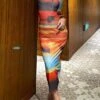 Women's Casual Dress Print Dress Abstract Print High Neck Long Dress Maxi Dress Fashion Street Daily Long Sleeve Regular Fit Red Spring Fall S M L