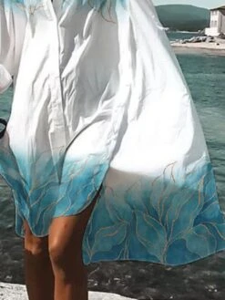 Women's Shirt Dress Cover Up Beach Wear Mini Dress Button Print Fashion Casual Graphic V Neck Long Sleeve Loose Fit Outdoor Daily White 2023 Spring Summer S M L XL 5 Women's Shirt Dress Cover Up Beach Wear Mini Dress Button Print Fashion Casual Graphic V Neck Long Sleeve Loose Fit Outdoor Daily White 2023 Spring Summer S M L XL -Casual Print Dress Sales iosang1676892683125