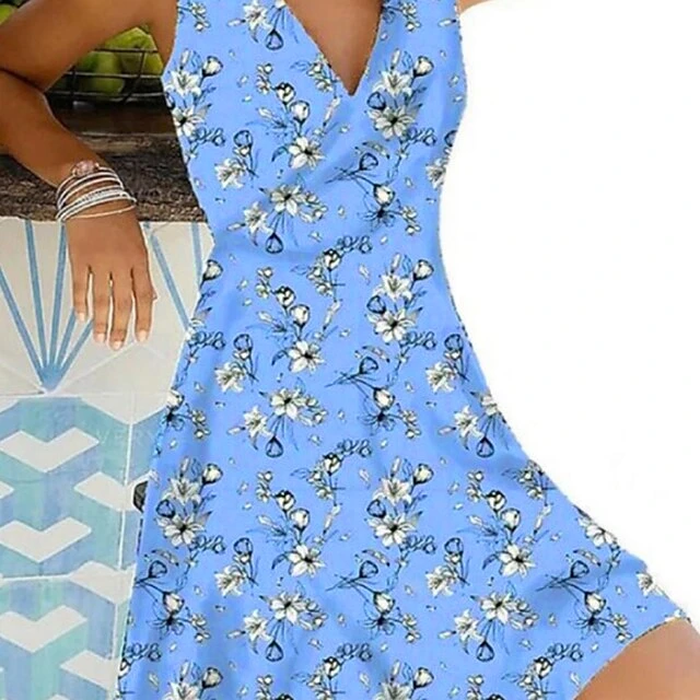 Women's Casual Dress Floral Dress Print Dress Midi Dress Black Purple Beige Sleeveless Floral Print Summer Spring V Neck Fashion Loose Fit 2023 S M L XL XXL 3XL 4XL 5XL 5 Women's Casual Dress Floral Dress Print Dress Midi Dress Black Purple Beige Sleeveless Floral Print Summer Spring V Neck Fashion Loose Fit 2023 S M L XL XXL 3XL 4XL 5XL - Image 5