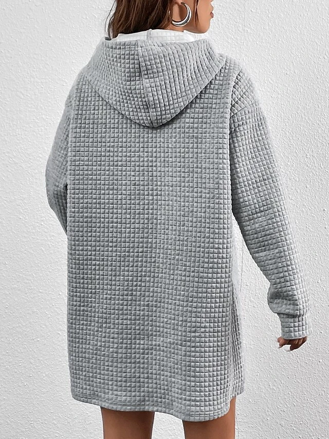 Women's Casual Dress Hoodie Dress Mini Dress Fashion Daily Outdoor Vacation Going Out Crew Neck Pocket Pure Color Pure Color Loose Fit Gray S M L XL XXL 2 Women's Casual Dress Hoodie Dress Mini Dress Fashion Daily Outdoor Vacation Going Out Crew Neck Pocket Pure Color Pure Color Loose Fit Gray S M L XL XXL - Image 2