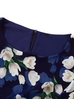 Women‘s Plus Size Curve Casual Dress Swing Dress A Line Dress Floral Long Dress Maxi Dress Short Sleeve Mesh Print Crew Neck Elegant Daily Dark Blue Summer Spring L XL XXL 3XL 4XL -Casual Print Dress Sales isxzgw1684146506610