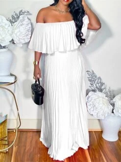 Women‘s Plus Size Curve Party Dress Pure Color Off Shoulder Half Sleeve Spring Fall Elegant Prom Dress Maxi Long Dress Party Dress 18 Women‘s Plus Size Curve Party Dress Pure Color Off Shoulder Half Sleeve Spring Fall Elegant Prom Dress Maxi Long Dress Party Dress -Casual Print Dress Sales itjslh1663320363534