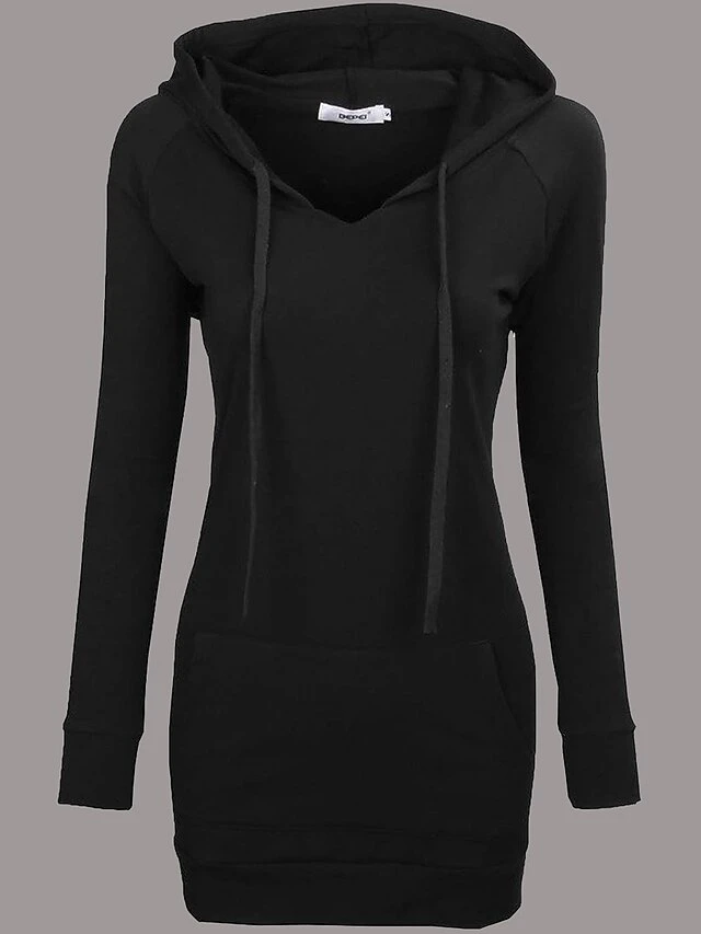 Women's Casual Dress Hoodie Dress Winter Dress Mini Dress Pocket Outdoor Daily Going Out Active Fashion Hooded Long Sleeve 2023 Loose Fit Black Red Navy Blue Color S M L XL XXL Size 2 Women's Casual Dress Hoodie Dress Winter Dress Mini Dress Pocket Outdoor Daily Going Out Active Fashion Hooded Long Sleeve 2023 Loose Fit Black Red Navy Blue Color S M L XL XXL Size - Image 2